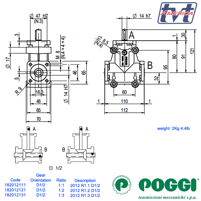 Poggi P18201111 Right-angle gearbox