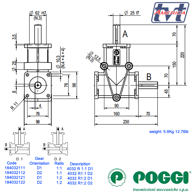 Poggi Bevel Gearbox 4032