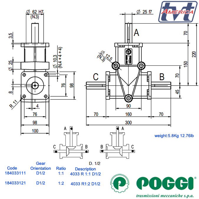 Poggi Bevel Gearbox 4033