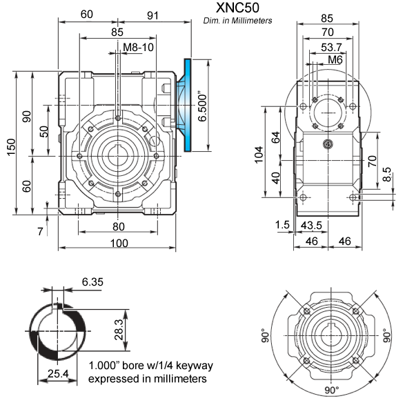 SUPER  -X- NEMA/Inch Worm Gear Reducers - Size 50